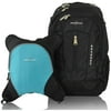 Obersee Bern Diaper Bag Backpack and Cooler, Black/Turquoise