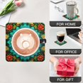 thumbnail image 3 of Drink Coasters Set Of 4 With Holder Intricate Mandala With Vibrant Colors Featuring Blooming Flowers And Leaves Water Absorbent Ceramic Coaster Tabletop Protection,Suitable For Various Cup,Home Decor, 3 of 4