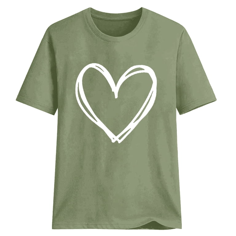 ZVNAΖH Womens Short Sleeve T Shirts Love Heart Graphic Tees Shirt