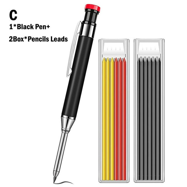 Crayon de Charpentier en Métal avec Recharge Taille-Crayon Intégré pour Marqueur à Trous Profonds