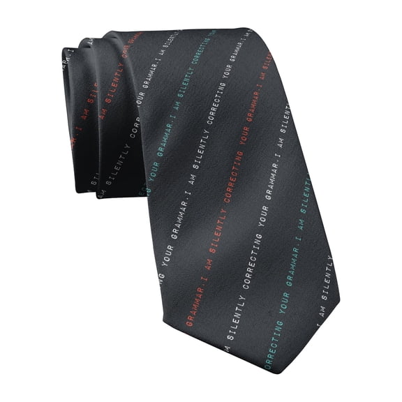 I'm Silently Correcting Your Grammar Necktie Funny Neckties for Men Nerdy Tie Mens Novelty Neckties