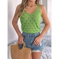 thumbnail image 5 of Womens Summer Crochet Tank Tops Knit Sleeveless Scoop Neck Sweater Vest Boho Hollow Out Cover Ups Green S, 5 of 9