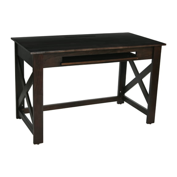 Creative Co-Op Rustic Mango Wood Desk with Keyboard Shelf and X-Frame Side Detail Barn Door