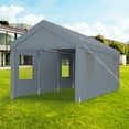 thumbnail image 3 of Outdoor Carports Carport 10' x 20' Portable Garage, Heavy Duty Car Port Canopy with 2 Roll-up Doors & 4 Ventilated Windows for Car, Truck, Boat, Garden Tools, grey,Residential Carports, 3 of 10