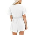 thumbnail image 5 of Casual V Neck Womens Summer Short Rompers Tie Front Wide Leg Jumpsuit, 5 of 5