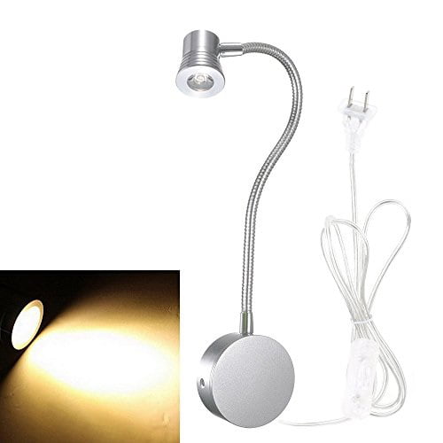 Oner Led Task Lights Flexible Arm Reading Desk Lamp Wall Mount Sconce Light With Plug And On Off Switch For Office Bedside Study Silver Warm White Com - Wall Mount Reading Lamp Plug In