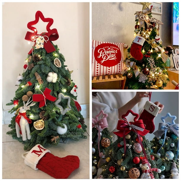 Media Navideña, Diseño Festividades En Rojo y Blanco, Anilla para Colgar Resistente, Amplio Soporte para Regalos, Decoración Navideña para Repisa y Árbol, Divertida Sorpresa Navideña, 1 Media.