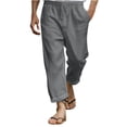thumbnail image 2 of Jyeity Mens Pants Breathable Drawstring Fashion Straight Leg Elastic Waist Loose with Pockets Linen Pants XL, 2 of 5