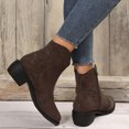 thumbnail image 3 of NECHOLOGY Botas Mujer Adulto Femenino Zapatos Botines de mujer Retro Simple Color Sólido Cómodo Tacón Grueso Media Punta Puntiaguda Botas Occidentales De Tamaño Botas (Coffee, 7.5), 3 of 6