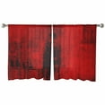 thumbnail image 2 of Red Semi Sheer Curtains 54 Inch Length 2 Panels Set, Retro Oil Painting Modern Abstract Art Aesthetics Sheer Kitchen Curtain Privacy Voile Window Curtain for Living Room Bedroom Rod Pocket Drapes, 2 of 7