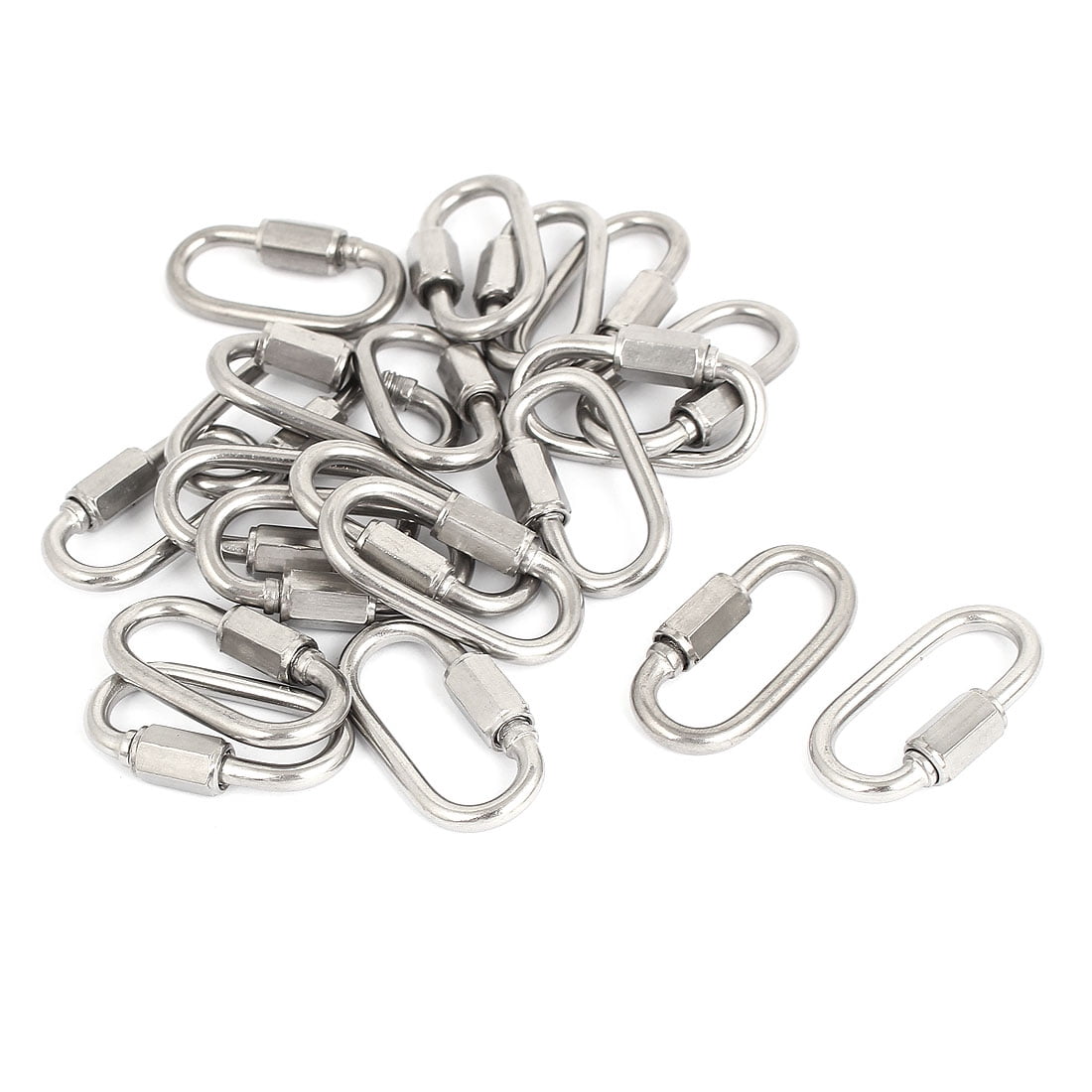 Unique Bargains 4mm Thickness Stainless Steel Quick Oval Screwlock Link Lock Carabiner 20 Pcs