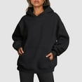 thumbnail image 2 of Eashery Women's Sweatshirts Drawstring Long Sleeve Hoodies Tops Oversized Sweatshirts Hoodies Crew Neck Pullover Sweaters Pink Sweatshirts for Women (Black,M), 2 of 5