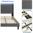 thumbnail image 5 of IDEALHOUSE Bed Frames Twin Upholstered Platform, Gray, Headboard with Charging Station, RGB, Noise-Reducing Metal Frame, Sturdy Slats, Modern Bedroom, No Box Spring, Easy Assembly, 5 of 7