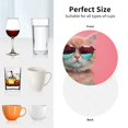 thumbnail image 6 of Fuzoiu Cool Cat Pink Sunglasses Print Leather Coasters Set,Drink Coasters Set of 4,for Tabletop Protection, Durable PVC Coasters,Home Décor and Housewarming Gift-Round Shape, 6 of 6