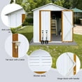 thumbnail image 3 of 6 X 4 FT Outdoor Metal Storage Shed, Waterproof Garden Sheds with 2 Lockable Doors and Foundation Base, Steel Tool Storage Shed Buildings & Outdoor Storage House for Garden, Backyard (Yellow & White), 3 of 9