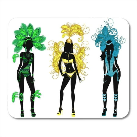 SIDONKU Samba Black Brazil for Carnival Silhouettes Different Costumes Green Mousepad Mouse Pad Mouse Mat 9x10 inch