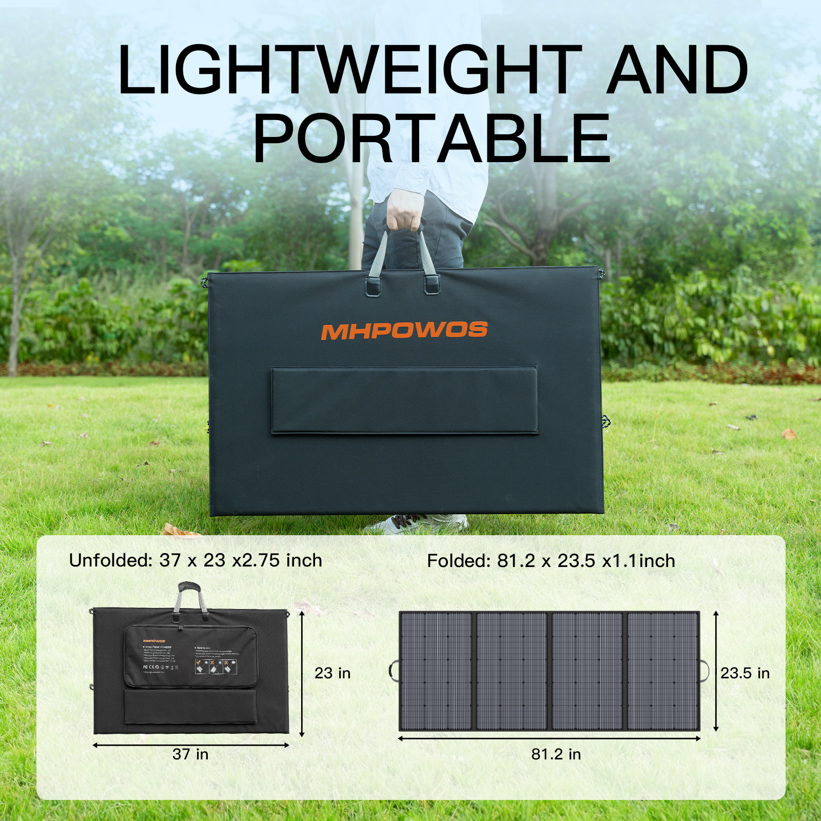 MHPOWOS 400W Lightweight Portable Solar panel kit 31V Foldable Solar Panel IP67 Waterproof for Camping Off-Grid Powerstation RV
