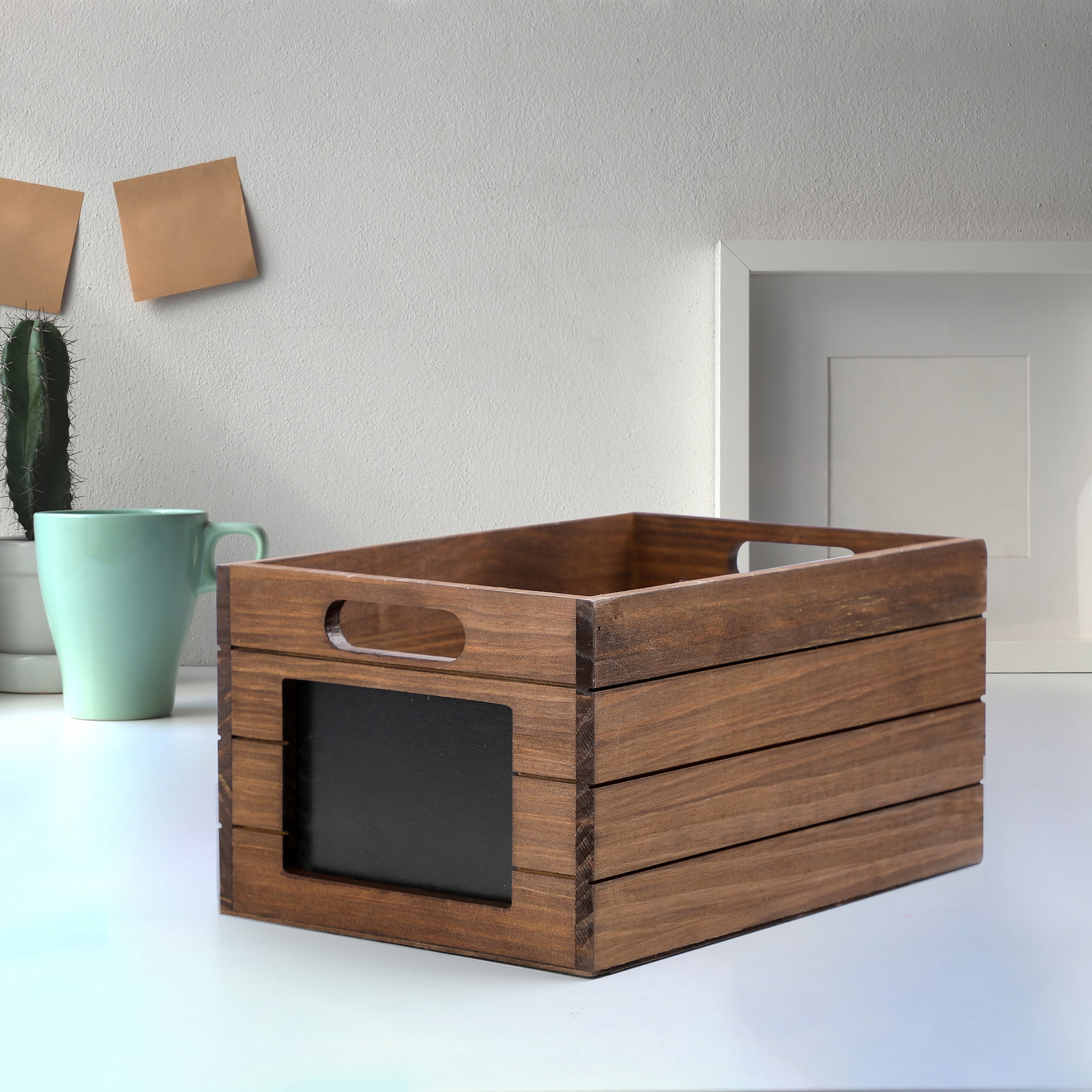 Mainstays Wood Storage Crate With Chalkboard Label