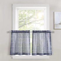 Lush Decor Farmhouse Textured Sheer Kitchen Tiers - Beige - 29 x 24