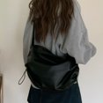 thumbnail image 3 of Bolso Mano Plisado Con Cordón Bolso Cruzado Con Correa Ancha para El Hombro para Desplazamientos Informales Alta Gama (negro), 3 of 9