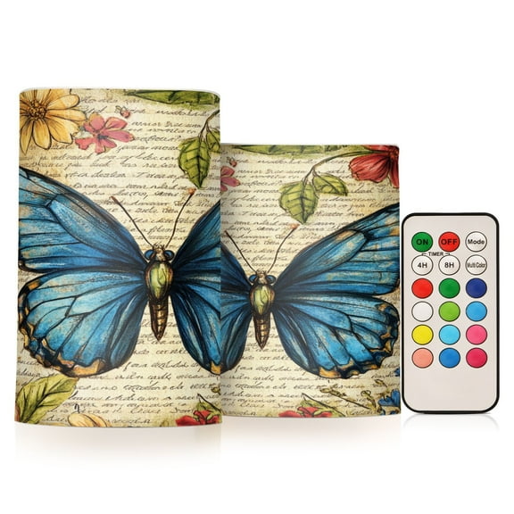 BZSMCE Flameless Candles LED Lights Blue Butterfly Pattern Creativity Battery Candles