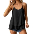 thumbnail image 2 of YMNXA Women's Layered Camisole Sleeveless Adjustable Spaghetti Strap Solid Color Comfortable Elegant Tank Top For Casual Daily Wear,Black,Xl, 2 of 5