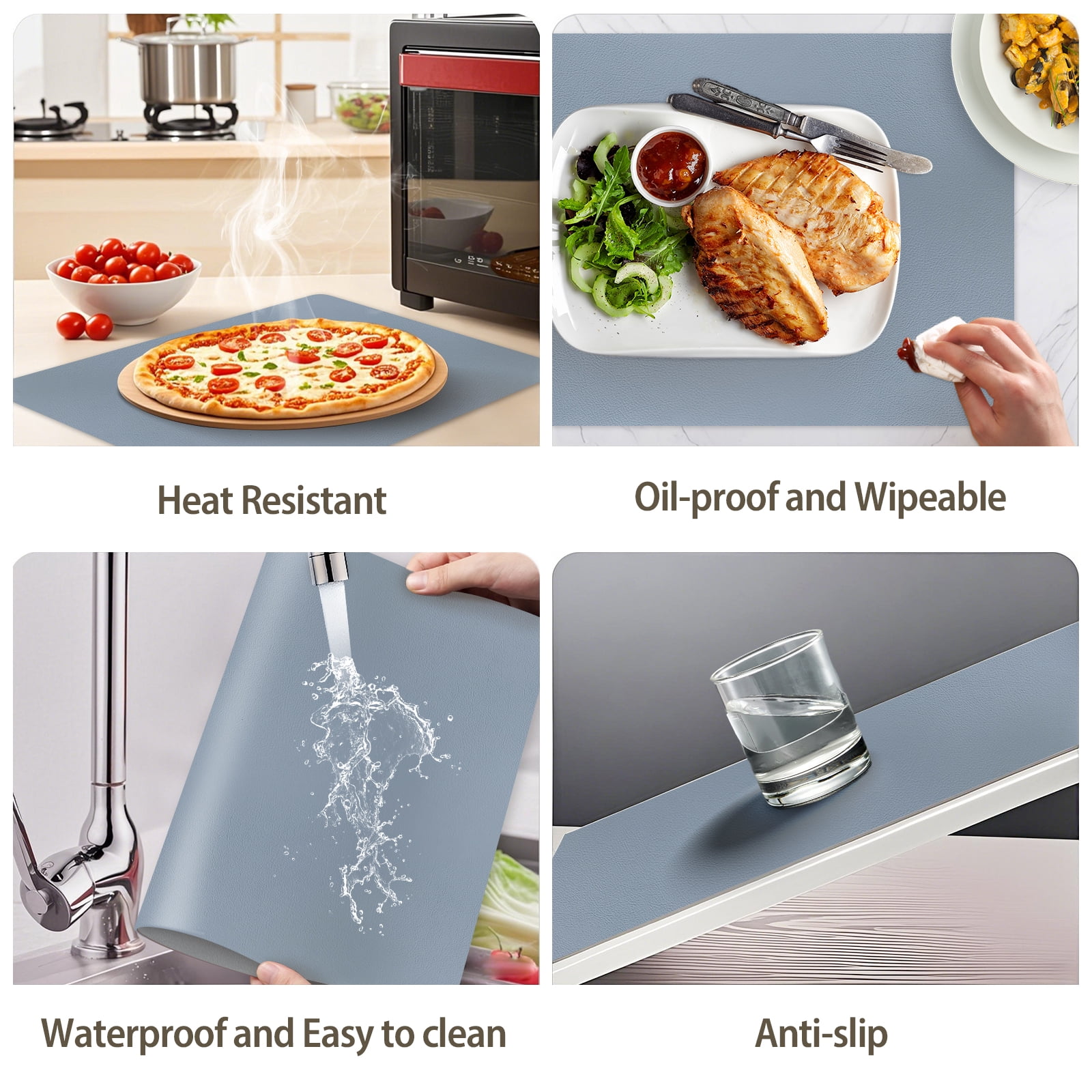 Unbranded Faux Leather Placemats, Washable Wipeable, Heat-Resistant, Set of 4, 18" x 12"