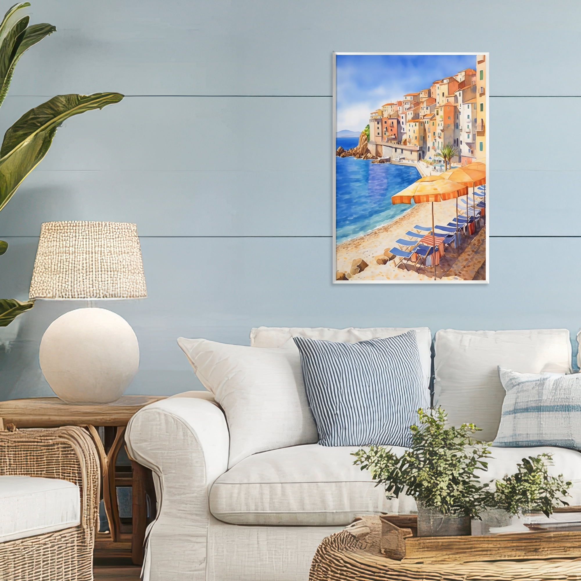 Stupell Industries Beach Lounging on Mediterranean Shore Wall Plaque Art, design by Creative Studio