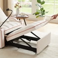 thumbnail image 4 of 3-in-1 Convertible Single Sofa Bed with USB Port & Cupholder, Pull Out Sleeper Chair Bed with Swivel Phone Stand & Side Storage Pocket, Velvet Folding Couch Bed with Pillow for Small Space, Beige, 4 of 9
