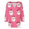 thumbnail image 4 of Craaazy Christmas Shirts for Women V-Neck 3/4 Sleeve Casual Fall Winter Christmas Tops Gifts, 4 of 5