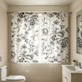 thumbnail image 2 of huayou 2 Pack Printed Kitchen Tier Curtains, 27.56x47.24 Inch Black Sketch Floral Pattern Short Window Curtains, for Indoor Kitchen Farmhouse Home Window Decor, 2 of 7