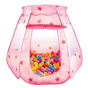 EECOO Folding Princess Ball Pit Pop Up Castle Polyester Play Tent, Pink