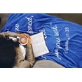 thumbnail image 3 of Scripture Blanket Soft Prayer Blanket with God's Promise from Matthew 11:28 - Blue 50"x65" Inspirational Blanket - Lightweight Flannel Fleece Bible Verse Blanket, 3 of 5