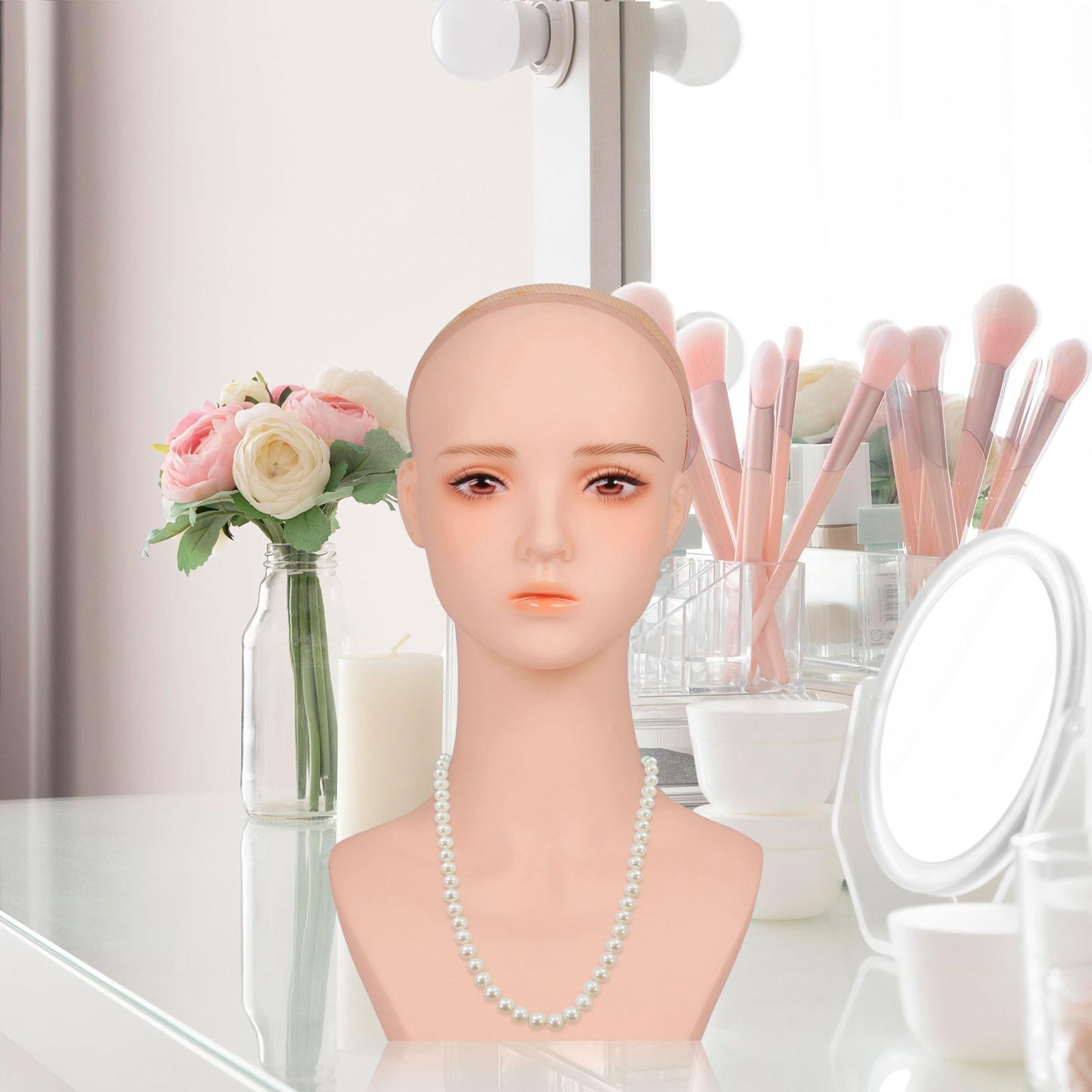 Toysmith Cosmetology Wig Holder Beauty Accessories Displaying Wig Display Female Mannequin Head with Shoulder for Hair Styling Cap Hat style A