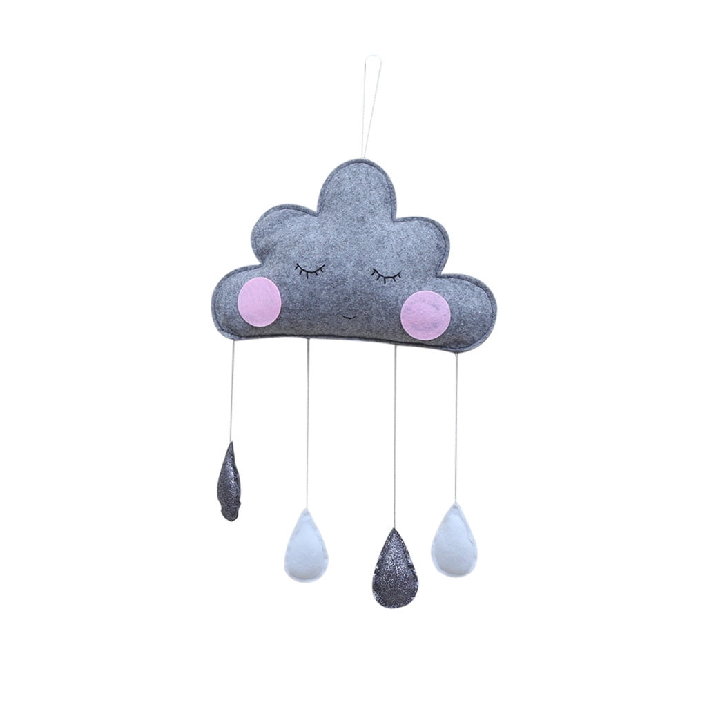 Soft Cute Cloud Raindrop Mobile Hanging Pendant Toy For Baby Cot Room Decoration 