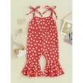 thumbnail image 2 of Suealasg Kids Girl Valentine's Day Suspender Jumpsuit 1T 2T 3T 4T 5T Little Girls Sleeveless Heart Print Rompers Bell Bottoms Pants Toddler Girl Summer Flared Pants, 2 of 9