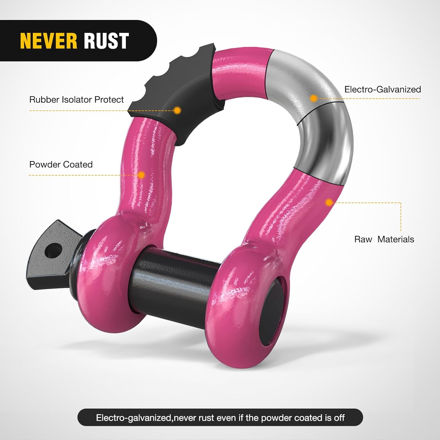 Nilight D-Ring Shackles 2 Pack Heavy Duty Off-Road Recovery Towing for Jeep ATV UTV Trucks SUV