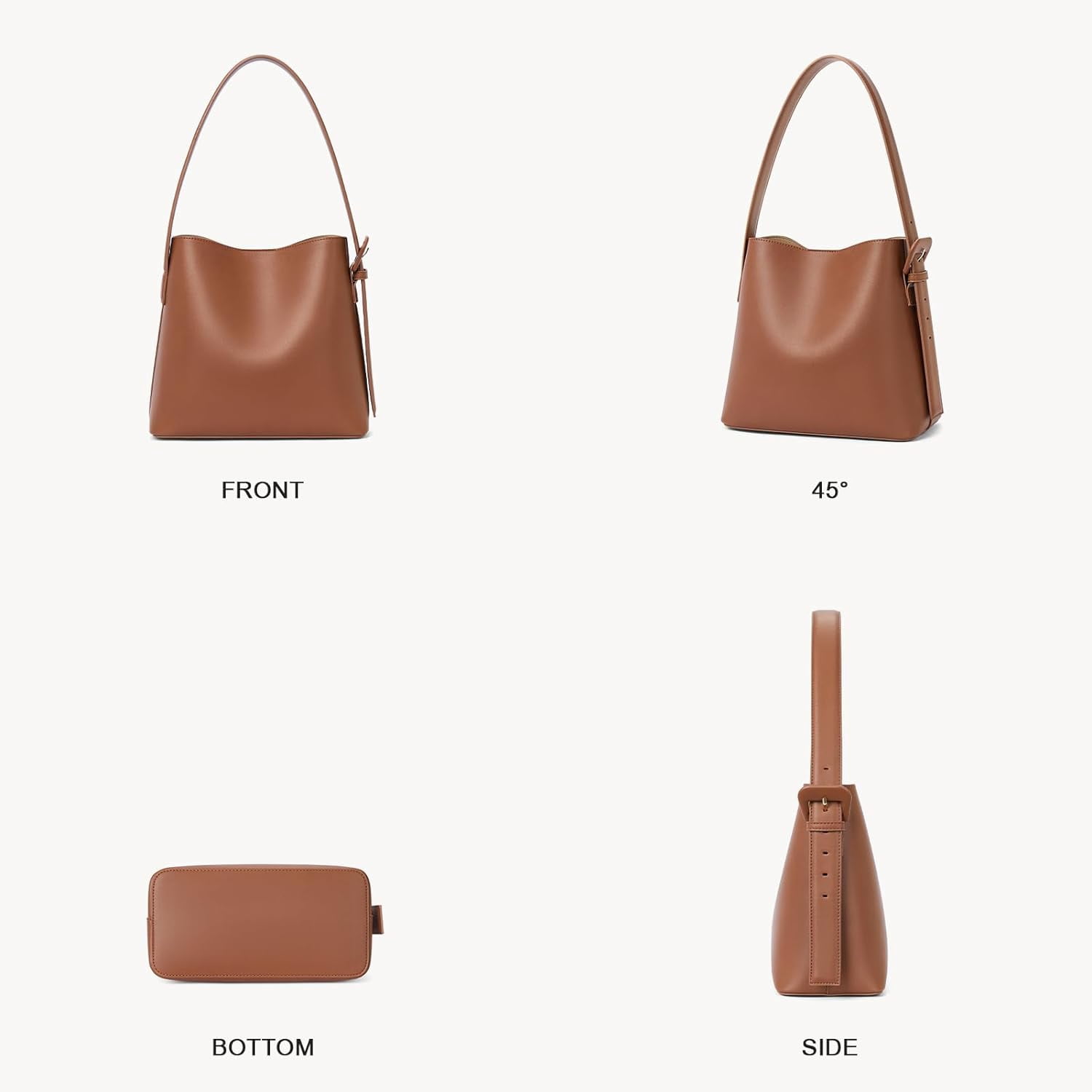 Bucket Bag Leather Shoulder Purses for Women Trendy Adjustable Strap