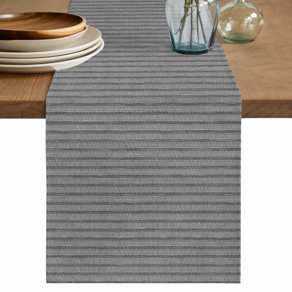 Grey Abstract Art Table Runner, Contemporary Luxury Washable Cotton Linen Table Runners 36 Inches Long, Dresser Scarf Runner for Nightstand/End Tables/Round Tables 13''x36''