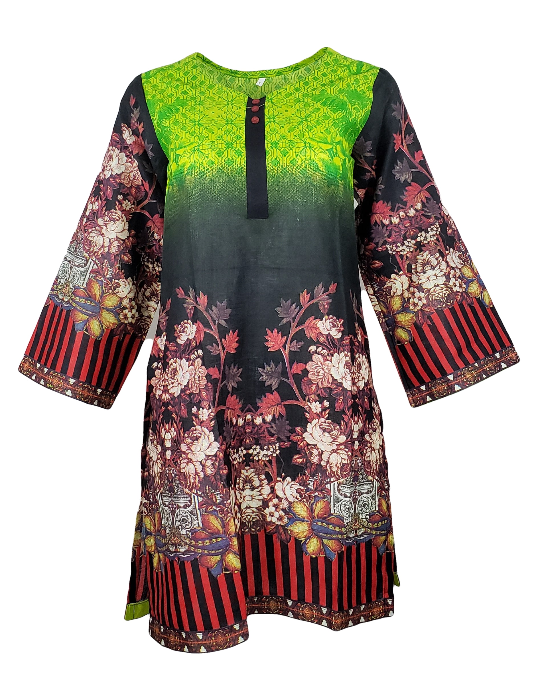 IshDeena Printed Pakistani Khadi Kurtis for Women Ready to Wear Tunic