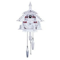 White Cottage with Pine Trees and Silver Accents