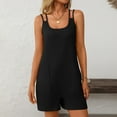 thumbnail image 2 of Black Crochet Knit Straight Leg Plain Brunch Overalls Shortalls for Women Fall Summer Loose Fit Bib Pants Shortalls Shorts Unitard Ladies 2025 Clothes Y2K M, 2 of 7