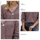 thumbnail image 5 of V cuello de manga larga Top Waffle Knit Loose Fit Casual de fibra de poliéster de las mujeres Pullover Top para otoño, 5 of 5