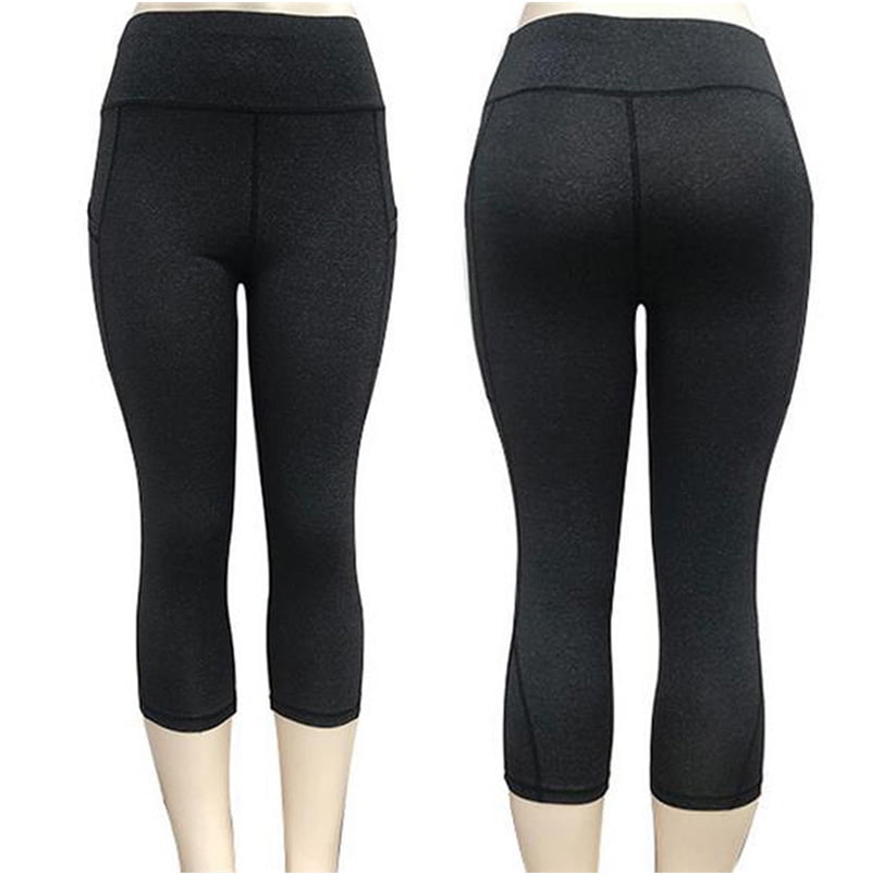 Women's Yoga Pant 3/4 Workout Legging Stretchy Sport Trouser with
