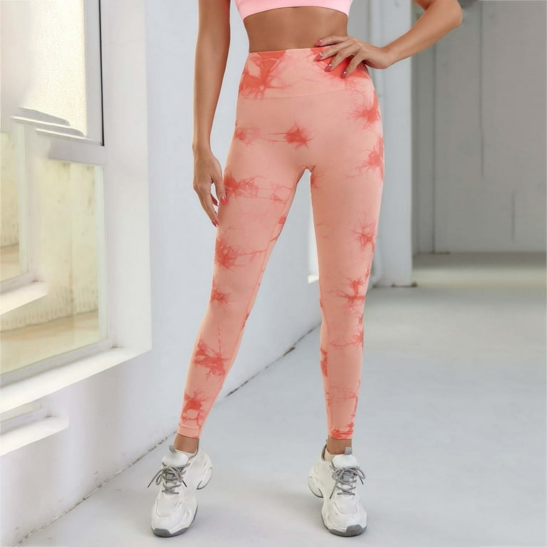 VBARHMQRT Yoga Pants for Women Tall Length Women's Tie Dyed High Waist  Fitness Pants Peach Hip Lifting Yoga Pants Exercise Tights Cropped Pants  Black Yoga Pants Long Flare Leggings for Women Tall 