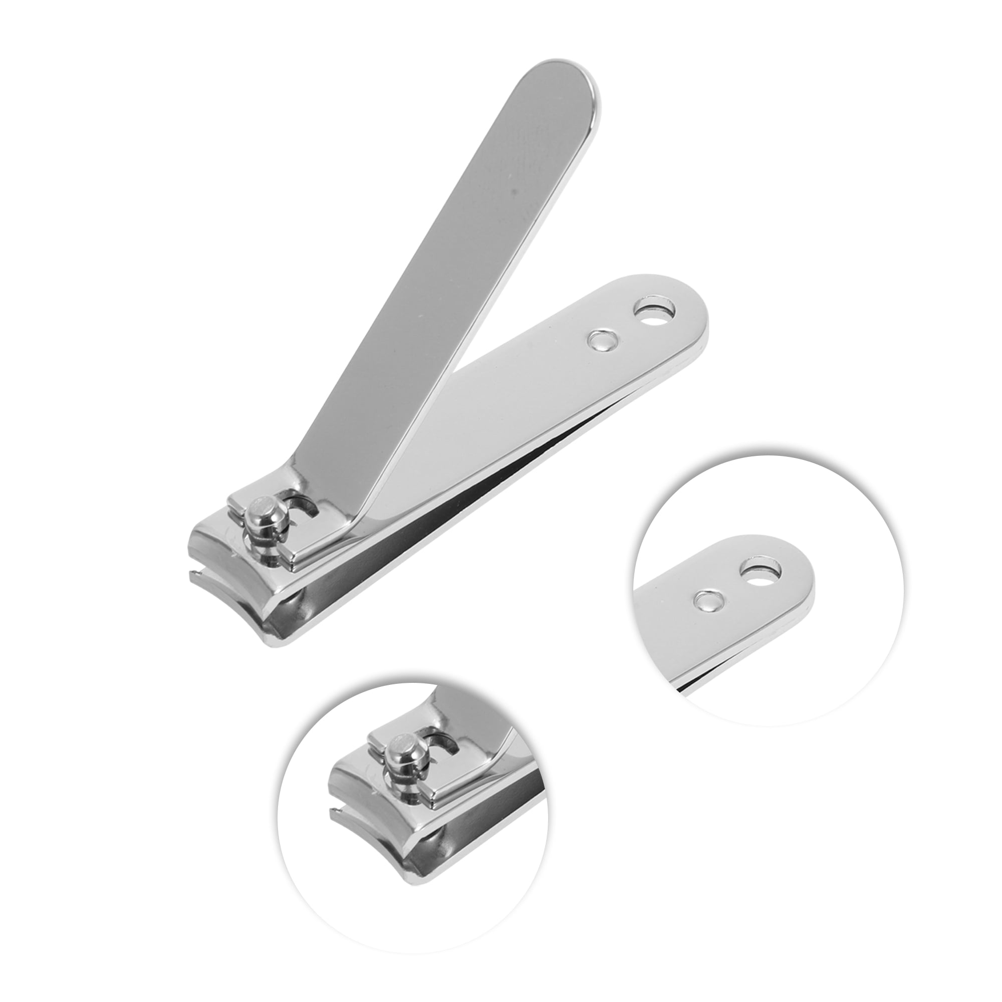 Unique Bargains 3pcs Round Box Nail Clippers Set Length 2.36" Silver Tone, White
