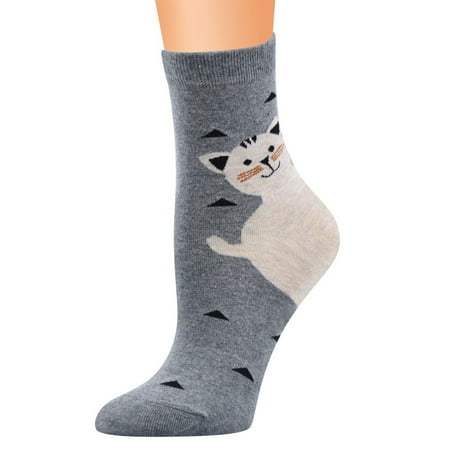 

8 pair Women Casual Cat Print Cotton Pattern Lady Socks Tube Comfortable Socks Color Random