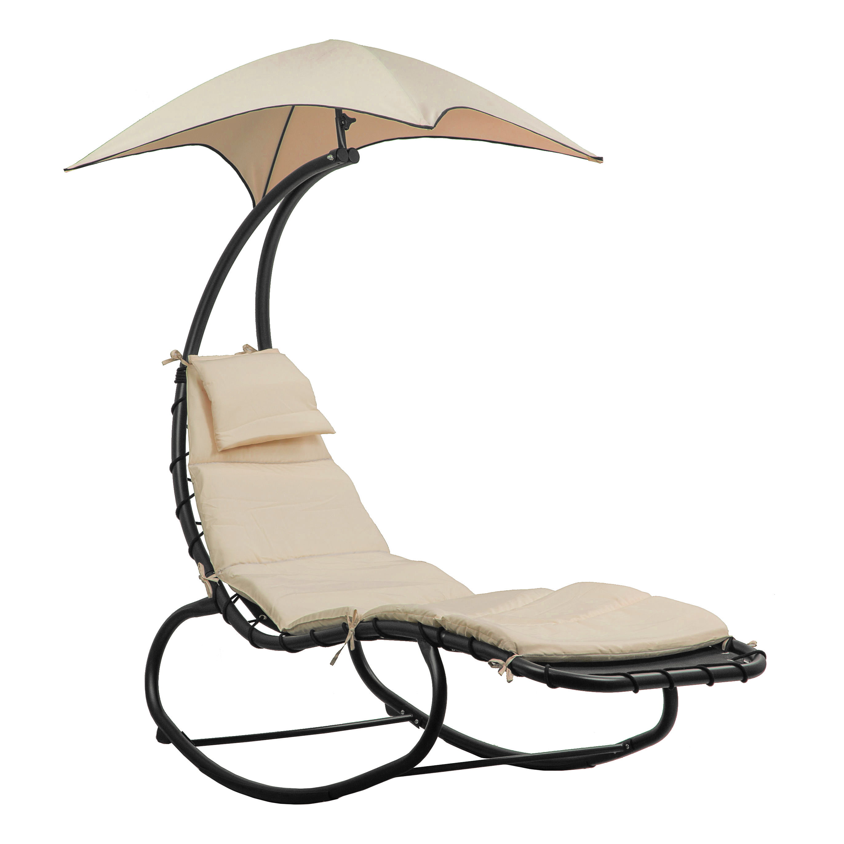 BELLEZE Outdoor Hanging Chaise Lounge Chair Swing Curved