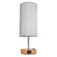 thumbnail image 1 of Lámpara De Mesa De Control Táctil Pantalla De Tela De Tela De Metal Carga USB Lámpara De Mesita De Noche LED De Tres Engranajes Con Base De Grano De Madera Para Dormitorio, 1 of 7
