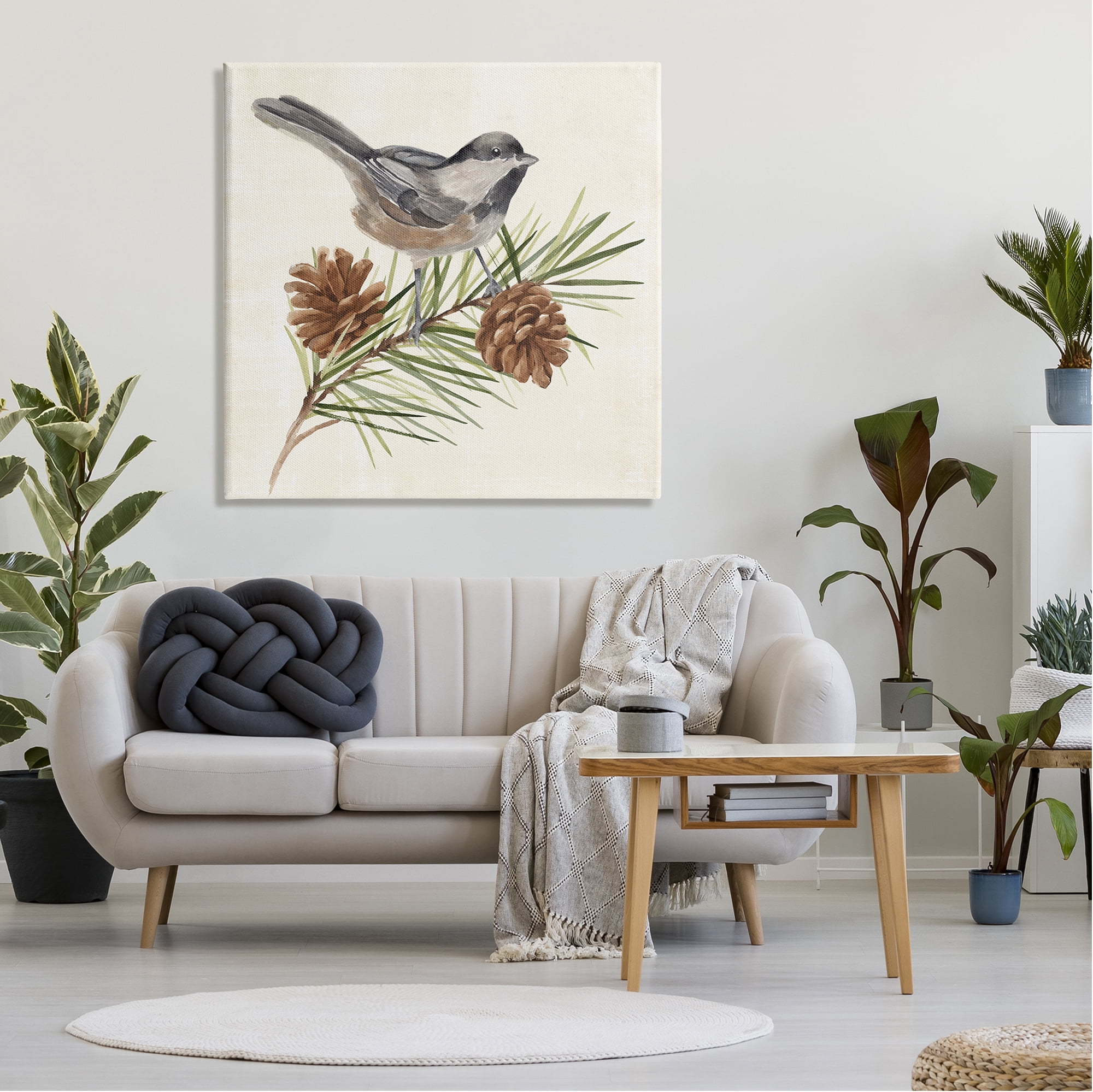 Stupell Industries Bird Perched on Pine Animals & Insects Painting Gallery Wrapped Canvas Print Wall Art, 36 x 36